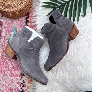 $200 Cole Haan Gray Leather Alayna Slouch Ankle Boot Bootie 9 Short Block Heel